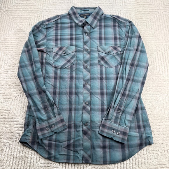 Banana Republic Other - Banana Republic Button Down Shirt Men L Plaid Slim Grunge Indie Preppy Military
